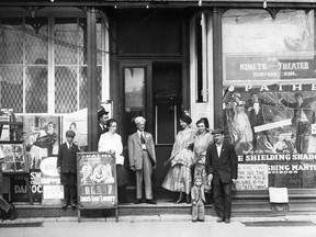 The historic Kineto theatre in Forest is celebrating its 100th anniversary this year. Members of the Rumford family, the original owners of the theatre, are shown in this historic photo. For the last 40 years, the movie house on the main street of Forest has been owned and operated by the Kiwanis Club. (Handout)