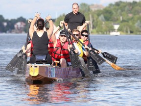 The Science North Dragon Boat team practices on Ramsey Lake in this 2015 file photo. This year's Dragon Boat Festival takes place on Saturday, July 15. (Gino Donato/Sudbury Star)