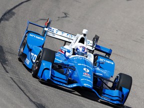 Scott Dixon drives his car during practice for the IndyCar Series race, Saturday, July 8, 2017, at Iowa Speedway in Newton, Iowa. (AP Photo/Charlie Neibergall)