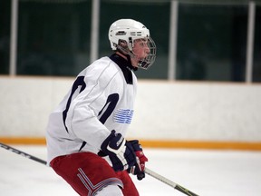 Defenceman Emmett Serensits takes part in the Sudbury Wolves' prospect orientation camp on April 23, 2017. Sudbury's first-round pick, seventh overall, in the 2017 OHL under-18 draft, Serensits plans to make the most of his opportunity at training camp in September. Gino Donato/The Sudbury Star/Postmedia Network