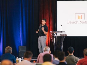 South Korean national men's hockey coach Jim Paek speaks at the TeamSnap Hockey Coaches Conference  in Vancouver on July 14, 2017. (Brett Vo Photography/The Coaches Site)