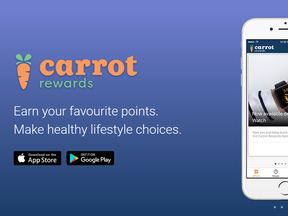 The Liberal government has funded a Smartphone app called, Carrot Rewards. (SCREENSHOT)
