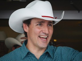 Prime Minister Justin Trudeau attends the Stampede breakfast in Calgary on Saturday.