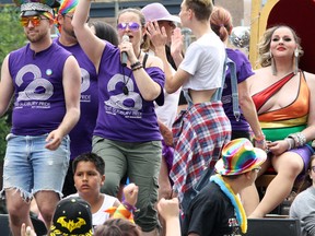 Fierte Sudbury Pride marked 20 years of Pride festivals in the city with the annual Pride March in downtown Sudbury on Saturday. Ben Leeson/The Sudbury Star/Postmedia Network
