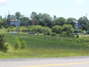 The eastbound off-ramp of Highway 401 at Division Street, photographed on Saturday. (Steph Crosier/The Whig-Standard)