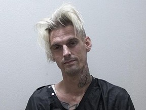 This undated photo provided by the Habersham County Sheriff's Office shows Aaron Carter. Authorities say singer Aaron Carter and his girlfriend have been arrested on DUI and drug charges in Georgia. Habersham County Sheriff's Office spokesman Capt. Floyd Canup says the 29-year-old Carter and Madison Parker were arrested Saturday, July 15, 2017. Carter is accused of drunken driving and possession of less than 1 ounce of marijuana and paraphernalia. (Habersham County Sheriff's Office via AP)
