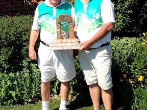 Jim Foley, left, and Bob McQueen won the D.J. Robb Funeral Home tournament at the Sarnia Lawn Bowling Club on Saturday, July 15, 2017. (Contributed Photo)