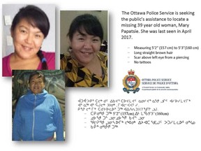 Police are asking the public to help them find Mary Papatsie, 39. OTTAWA POLICE SERVICES