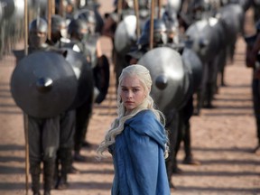 This file publicity image released by HBO shows Emilia Clarke as Daenerys Targaryen in a scene from "Game of Thrones." THE CANADIAN PRESS/AP-HO, HBO, Keith Bernstein