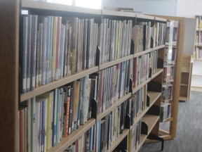 A bookshelf at the new Blue Ridge Library, which opened on July 11 after moving from the old Briar Patch building (Joseph Quigley | Whitecourt Star).