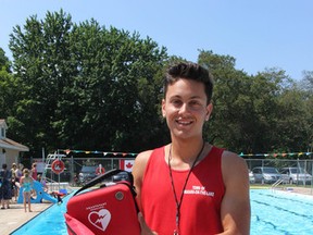 NOTL lifeguard Stavros Lalos used CPR and a defibrillator to save a 57-year-old man who collapsed on the soccer field behind Memorial Pool Friday evening. The man is at home recovering. Penny Coles/Niagara Advance