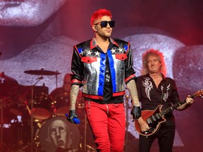 Queen and Adam Lambert perform onstage during the North American Tour kickoff at Gila River Arena on June 23, 2017 in Glendale, Arizona. (Photo by Christopher Polk/Getty Images for Miracle Productions LLP)