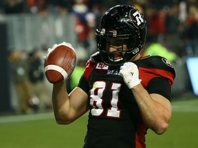 Fullback Patrick Lavoie is staying positive following the Redblacks' 0-3-1 start to the 2017 season. (Dave Abel/Postmedia Network/Files)