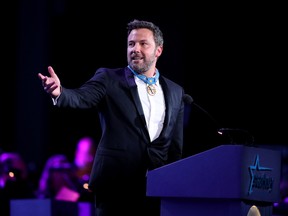 Ben Affleck speaks on stage at the 2017 Starkey Hearing Foundation So the World May Hear Awards Gala at the Saint Paul RiverCentre on July 16, 2017 in St. Paul, Minnesota. (Photo by Adam Bettcher/Getty Images for Starkey Hearing Foundation)