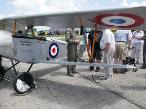 One of two Nieuport 11 replicas from Vimy Flight: Birth of a Nation tour on display at the Tillsonburg Regional Airport on Monday, July 17, 2017. (Chris Abbott/Tillsonburg News)