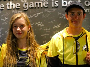 Team Manitoba athletes Kendra Leppky and Andrej Kao on Wednesday July 19, 2017, model the gear they'll be wearing for the Canada Summer Games which begin July 28.  Scott Billeck/Winnipeg Sun