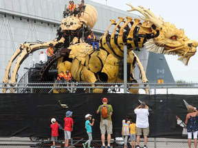 La Machine - one of Canada 150's signature events featuring a massive mechanical dragon and spider, rehearsed at the Canada Aviation and Space Museum Wednesday (July 19, 2017). The show premiere's in Ottawa from July 27 - 30.   JULIE OLIVER, POSTMEDIA