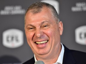 Randy Ambrosie smiles as he speaks during a press conference in Toronto on July 5, 2017. (THE CANADIAN PRESS/Frank Gunn)