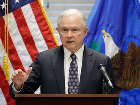 In this July 12, 2017, file photo, Attorney General Jeff Sessions speaks in Las Vegas. (AP Photo/John Locher, File)