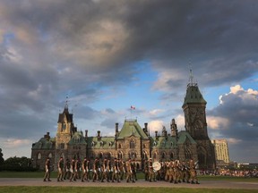 The Ceremonial Guard full dress rehearsal of the 21st annual Fortissimo celebration on Parliament Hill in Ottawa on Wednesday. Fortissimo is open to the public from 7-9 p.m. July 20-22. TONY CALDWELL