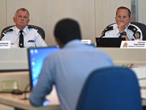 Black Lives Matter activist Bashir Mohamed speaks to the Edmonton Police Commission meeting Thursday at City Hall in Edmonton, July 20, 2017. (Ed Kaiser/Edmonton Sun)