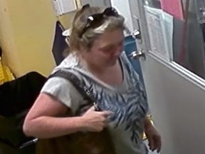 Woman suspected of stealing a kitten from the Kingston Humane Society in Kingston, Ont. on Monday June 26, 2017.  Photo supplied by Kingston Police