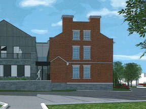 Side view of town hall addition.