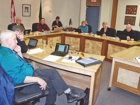 Town meetings are held twice a month at the Vulcan Town Office. The six current councillors: Paul Taylor front, Sue Dow, behind, John Seaman, Tom Grant, at the right are Georgia-Lee DeBolt, Lorna Armstrong and Rick Howard.