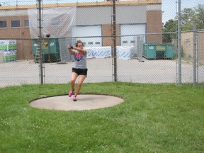 Rebecca Chouinard, 18, of St. Thomas is heading to the Canada Summer Games in Winnipeg from July 28 to Aug. 13 to participate in the hammer throw competition. She is also an alternate for the discus throw competition. (Laura Broadley/Times-Journal)