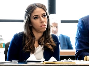 In this June 16, 2017 file photo, Dalia Dippolito listens to attorneys and Circuit Judge Glenn Kelley discuss jury instructions in her third attempted murder trial in West Palm Beach, Fla. (Lannis Waters /Palm Beach Post via AP, Pool)