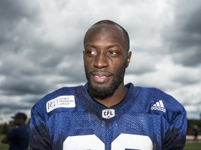 Cassius Vaughn talks to the Toronto Sun after Toronto Argonauts training camp at York University in Toronto, Ont. on Wednesday June 21, 2017. (Ernest Doroszuk/Toronto Sun/Postmedia Network)