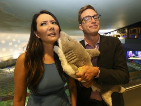 Ziya Tong (L) and Dan Riskin hosts of Daily Planet which on Discovery Channel Canada. They were recently at the Ripley's Aquarium of Canada getting ready for Shark Week which airs starting July 23. on Tuesday July 4, 2017. (Jack Boland/Toronto Sun)