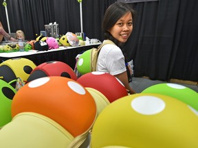 Yim Yeung's Ariotte Designs with her ladybug backpacks is one of five unique products in the Marketplace at K-Days in Edmonton, July 22, 2017.