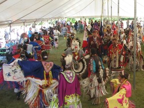 Participants take part in the 2013 Pow Wow, put on by Opikihiwawin which works with Aboriginal foster people and adoptees and strives to provide programs to create a positive sense of identity and belonging to help build relationships in the Aboriginal community. The 2017 Pow Wow takes place on Sept. 9, 2017, at Camp Amisk just south of Winnipeg. The all-day event is open to the public and draws dancers and drummers from across Canada. Participants from Opikihiwawin even make their own regalia for the Pow Wow in a regalia-making class that runs during the year. LORI HUNTER/Submitted photo