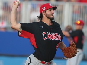 Champions pitcher Phillippe Aumont will work the first inning for the CanAm League against the American Association Stars. (Veronica Henri/Postmedia Network)