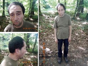 This undated image shows the alleged attacker who injured several people in Schaffhausen Switzerland Monday, July 24, 2017. An unkempt man armed with a chainsaw wounded five people Monday at an office building in the northern Swiss city of Schaffhausen and then fled, police said. A manhunt was on for him. (KAPO Schaffhausen via AP)