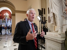 In this March 22, 2017 file photo, Rep. Mo Brooks, R-Ala. is interviewed on Capitol Hill in Washington. Brooks is using audio of last month’s shooting involving GOP Whip Steve Scalise and other Republican congressmen in a campaign ad touting his support for gun rights (AP Photo/J. Scott Applewhite, file)
