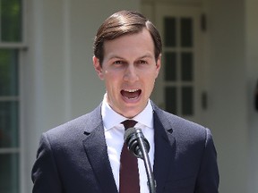 White House Senior Advisor and President Donald Trump's son-in-law Jared Kushner reads a statment in front of West Wing of the White House after testifying behind closed doors to the Senate Intelligence Committee about Russian meddling in the 2016 presidential election July 24, 2017 in Washington, DC. In a statement released before the meeting, Kushner said he met with people who represented or may have represented the Russian government four times. (Mark Wilson/Getty Images)