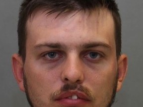 Brandin Basso, 25, of Hamilton, is charged with extortion and publishing an intimate image without consent. (TORONTO POLICE/HANDOUT)
