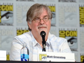 In this July 11, 2015 file photo, Matt Groening attends "The Simpsons" panel during Comic-Con International in San Diego. Netflix says it has ordered an adult animated comedy from Matt Groening, mastermind of “The Simpsons.” (Tonya Wise/Invision/AP, File)