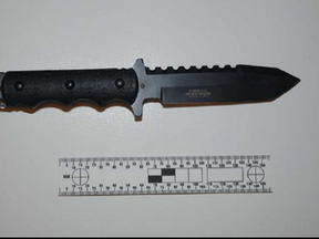 Kingston police photo of knife pulled on two off-duty officers in a post-road rage confrontation on Friday.