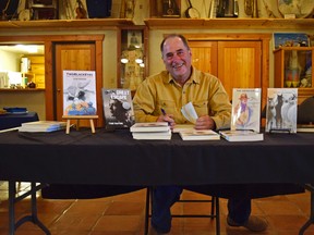 Tyler Trafford recently released his latest novel TwoBlackEyes and The Unfinished Script. A book signing was held at Kootenai Brown Pioneer Village on July 20. | Stephanie Hagenaars photo / Pincher Creek Echo