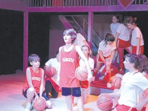 Christian Steven, centre, stars as Troy Bolton in Disney?s High School Musical Jr., presented by Original Kids Theatre Company. (Fred Szoldatits/Special to Postmedia News)