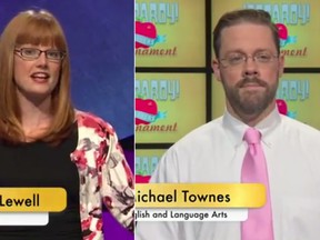 Teachers Maryanne Lewell and Michael Townes were contestants on Jeopardy's annual “Teacher’s Tournament” four years ago. (YouTube screengrab)