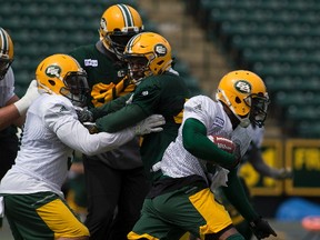 Edmonton Eskimo Travon Van (5), practices in preparation of Friday's game against the B.C. Lions on Tuesday July 25, 2017, at Commonwealth Stadium in Edmonton.