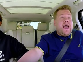 Usher joins James Corden on Carpool Karaoke. (YouTube screengrab)