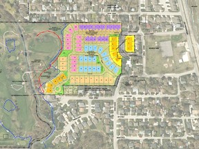 A map of the proposed development on part of the Bright's Grove Golf Course. Lake Huron to the development's north, is to the right. (Handout)