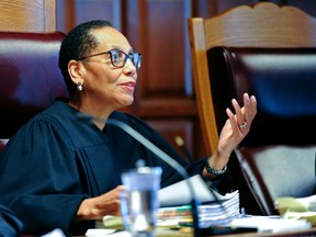 In this June 1, 2016 file photo, judge Sheila Abdus-Salaam speaks during oral arguments at the Court of Appeals in Albany, N.Y. (AP Photo/Hans Pennink, File)