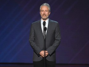 In this July 12, 2017, file photo, Jon Stewart presents the Pat Tillman award for service at the ESPYS at the Microsoft Theater in Los Angeles. HBO announced Wednesday, July 26, that Stewart will return to the network for his first standup special since 1996. (Photo by Chris Pizzello/Invision/AP, File)