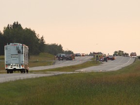 A tanker hauling jet fuel caught fire after a collision on the Yellowhead Highway on July 26, 2017. Ian Kucerak / Postmedia